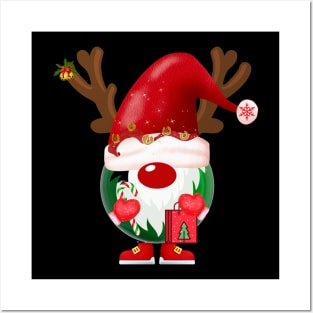 Christmas Shopping Gnome Posters and Art
